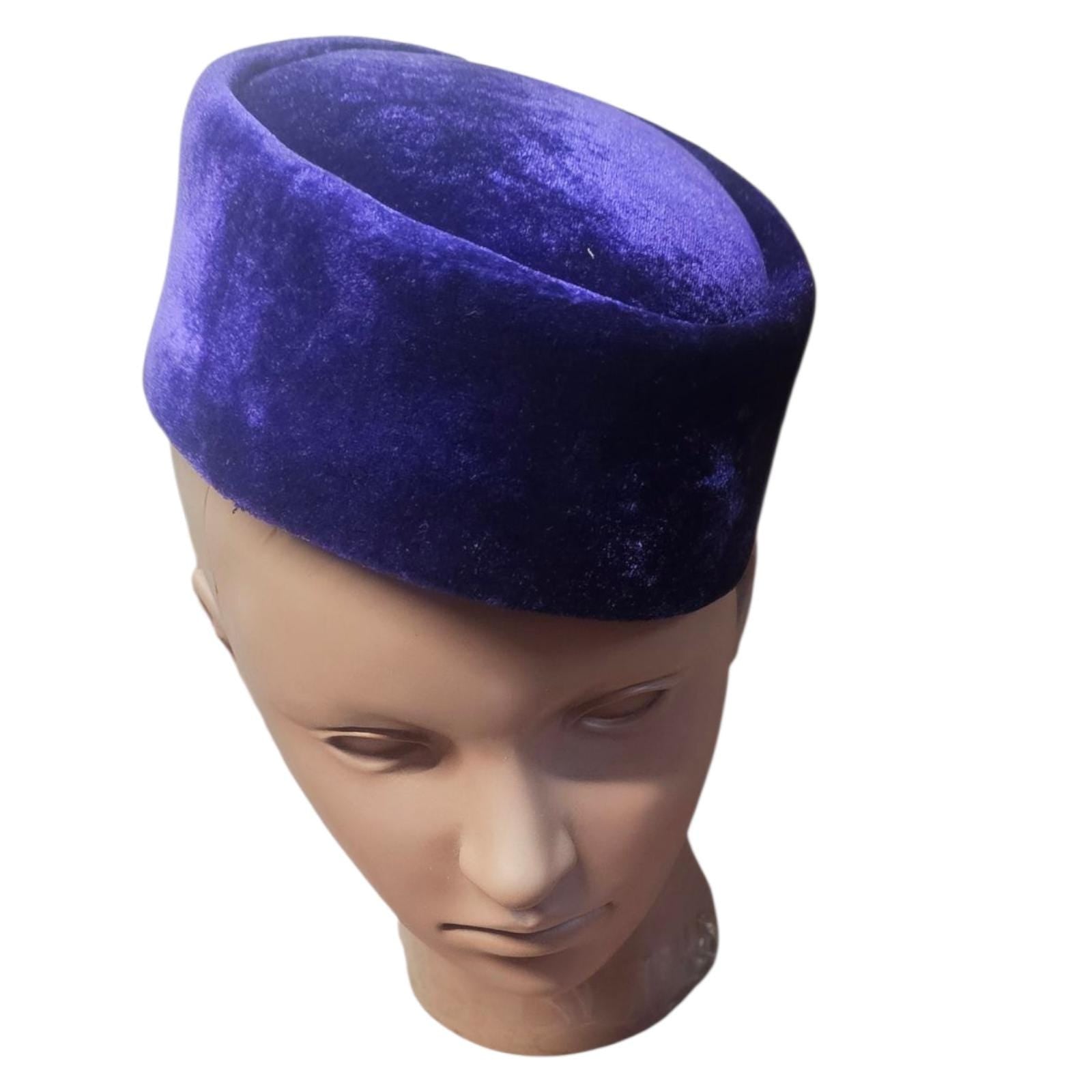 Burgundy Velvet African Hat, Traditional Groom Wedding Cap - Vicais