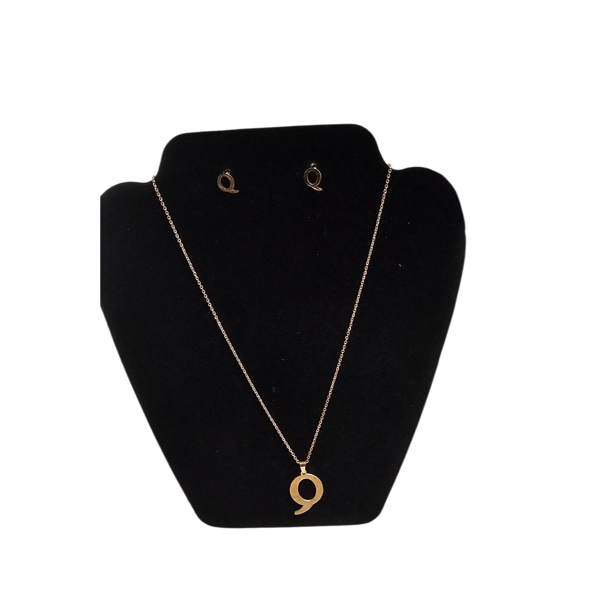 14ct women gold plated 18inch initial necklace set - Vicais