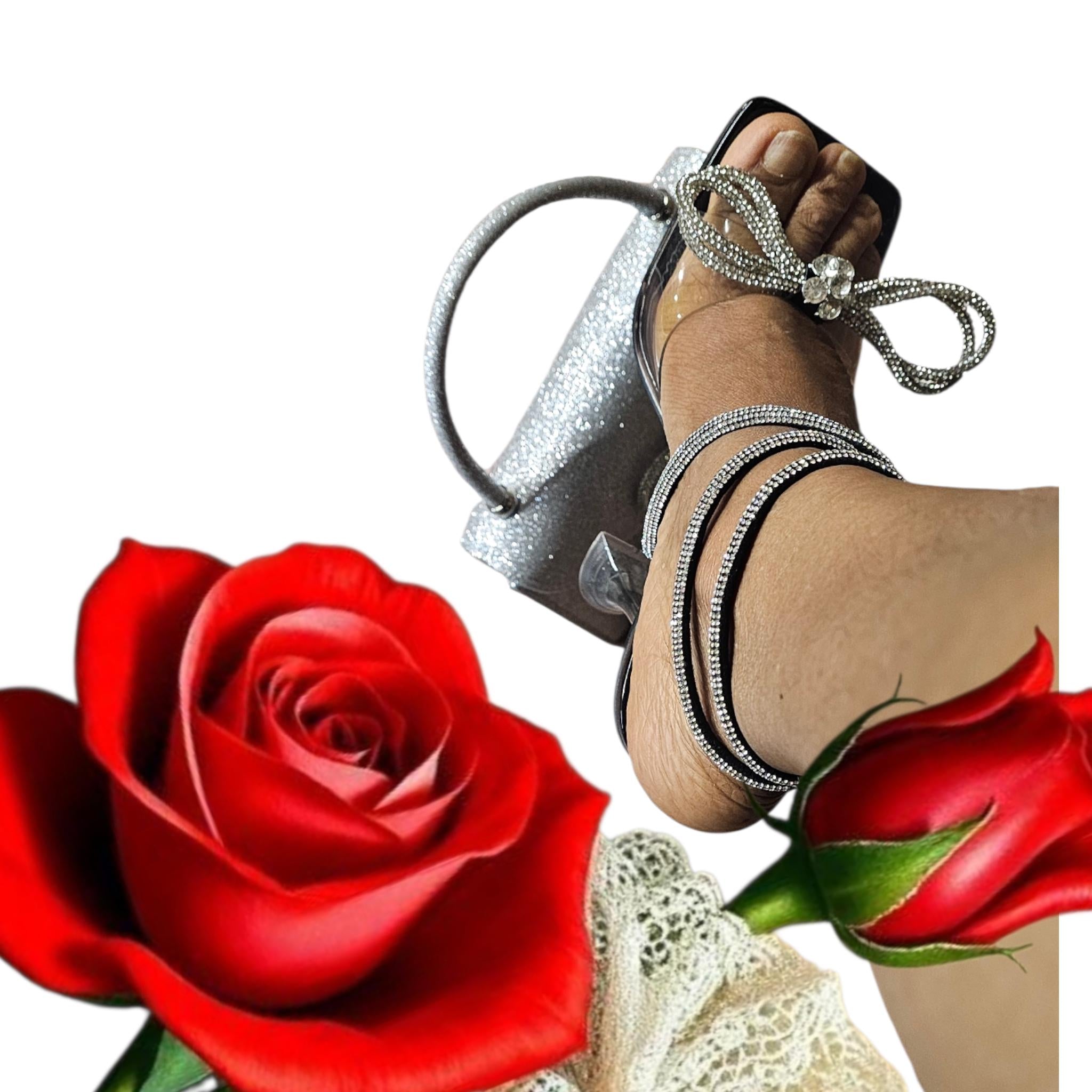 Silver wedding high heel Italian women shoe and bag set - Vicais