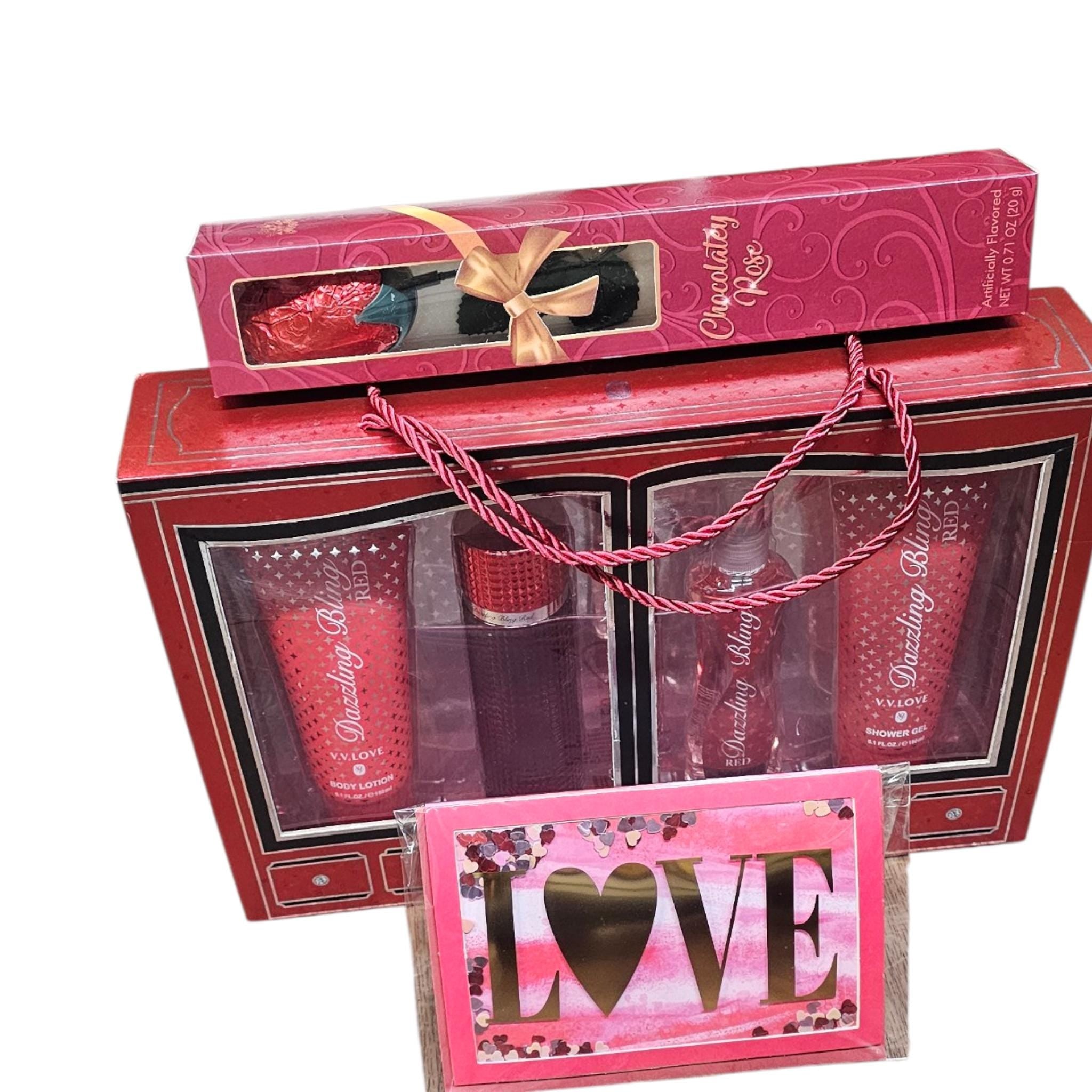 Valentine's Day Spa Gift Basket, Rose Chocolate, Body Care Set - Vicais