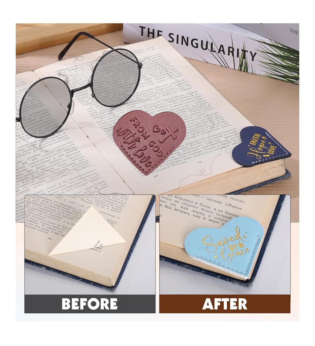 Bible Verse Leather Heart Bookmark, Christian Gift - Vicais