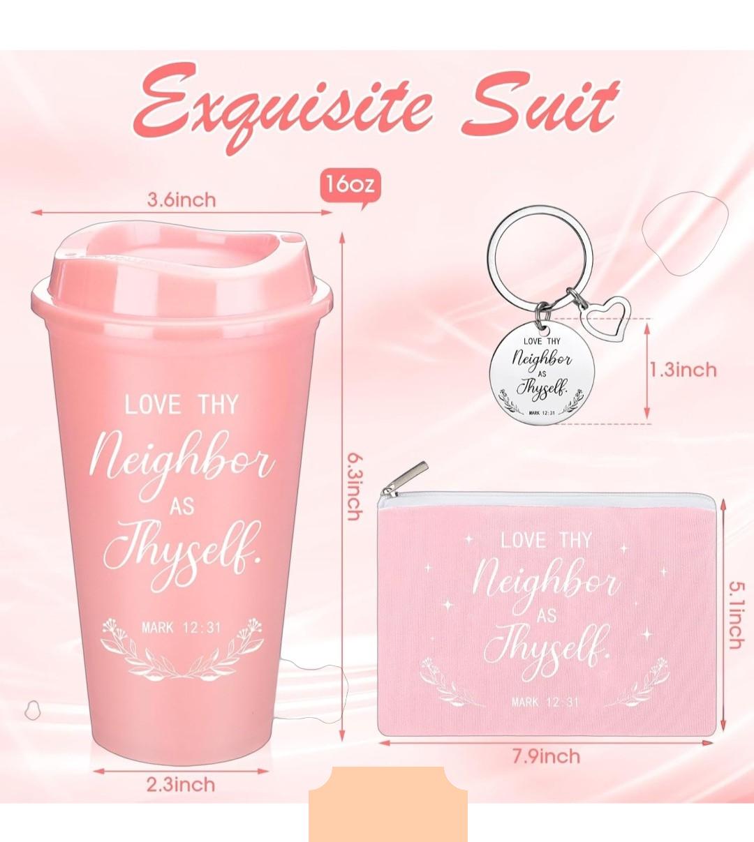 Coffee Cups, Makeup Bag, Keychain Christian Gift Set, Scripture Everyday Living - Vicais