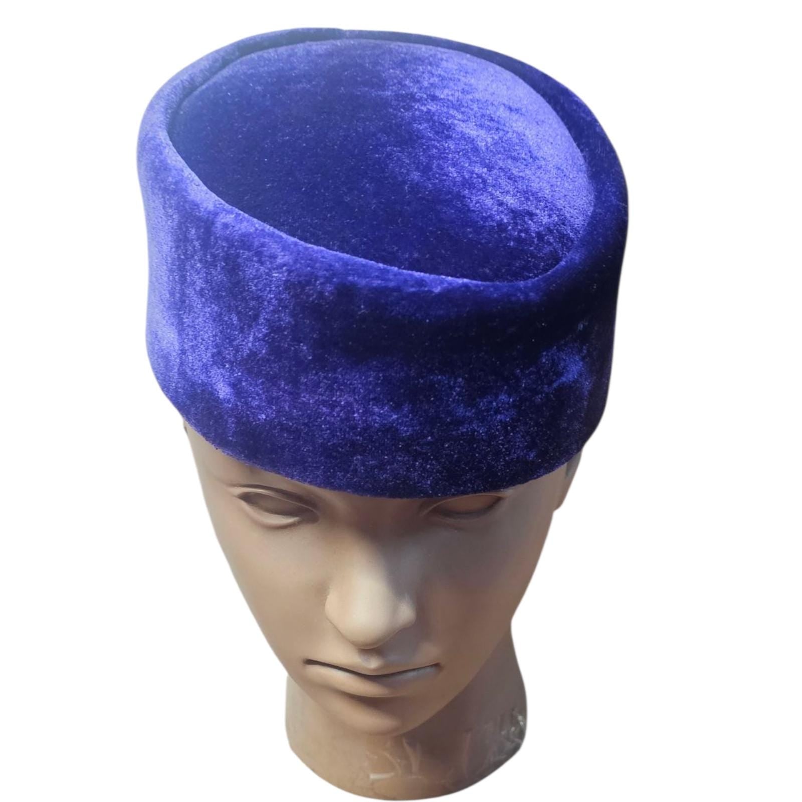 Burgundy Velvet African Hat, Traditional Groom Wedding Cap - Vicais