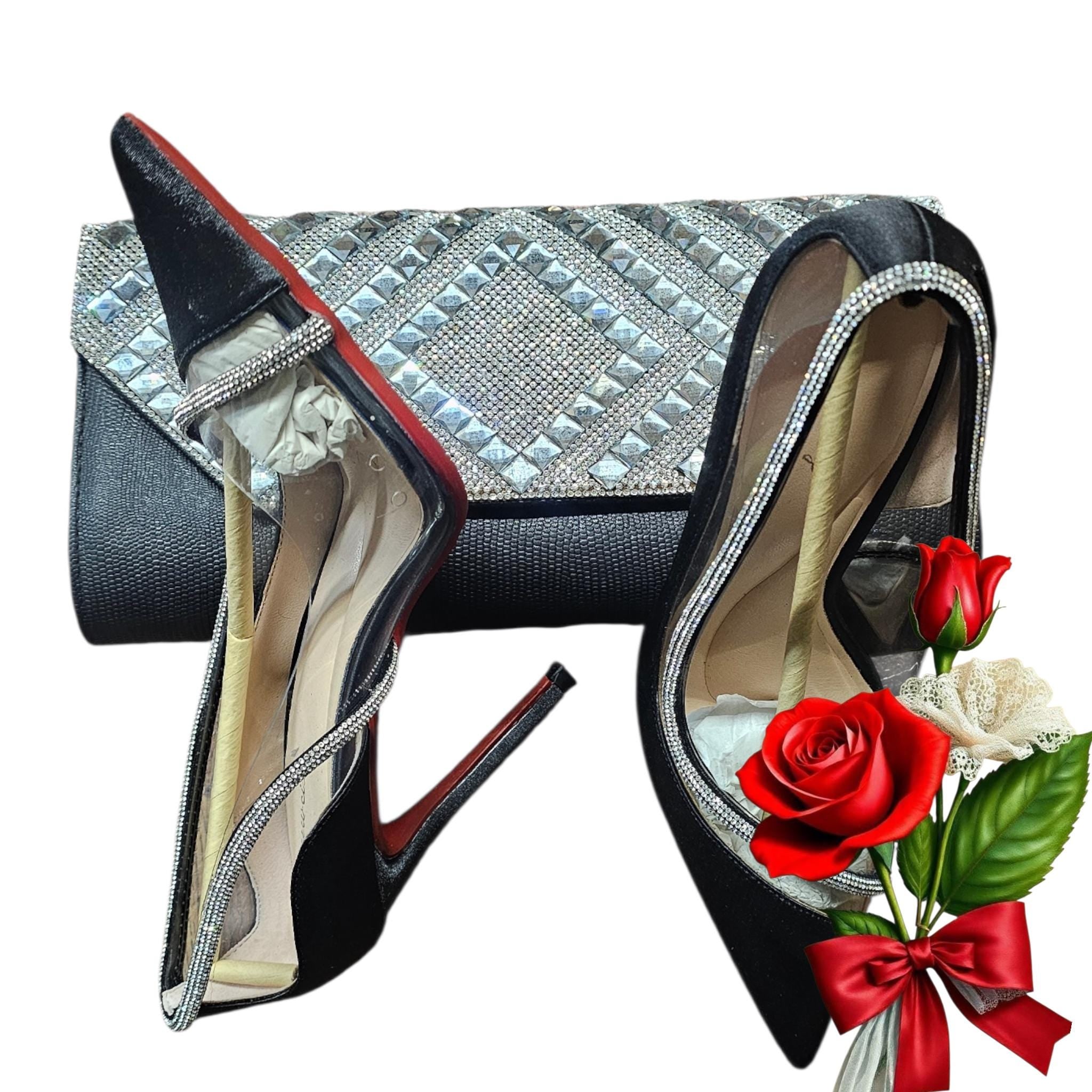 matching Italian Shoe and Bag Set - Elegant Party Heels - Vicais