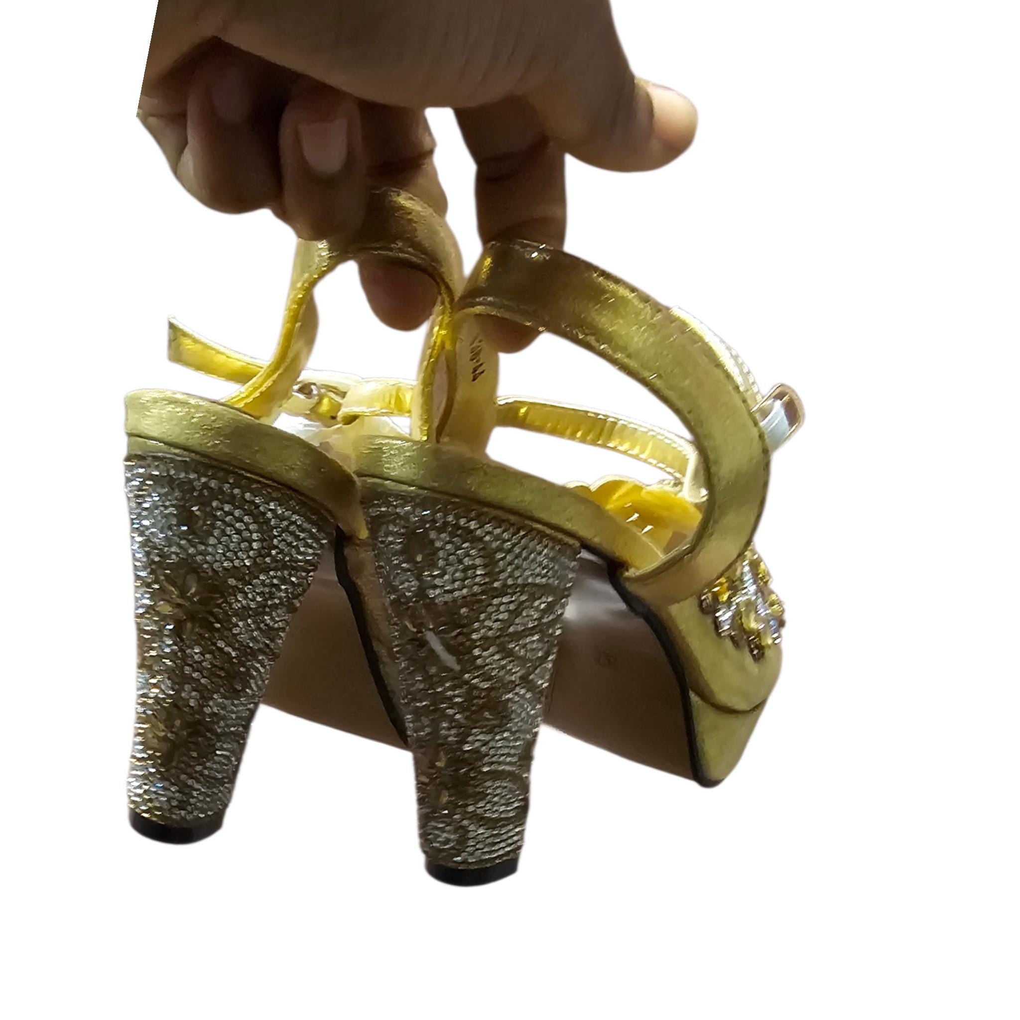 Women Shoes and Bag Set for Evening Party High Heels Pumps Rhinestone Italian shoe - Vicais