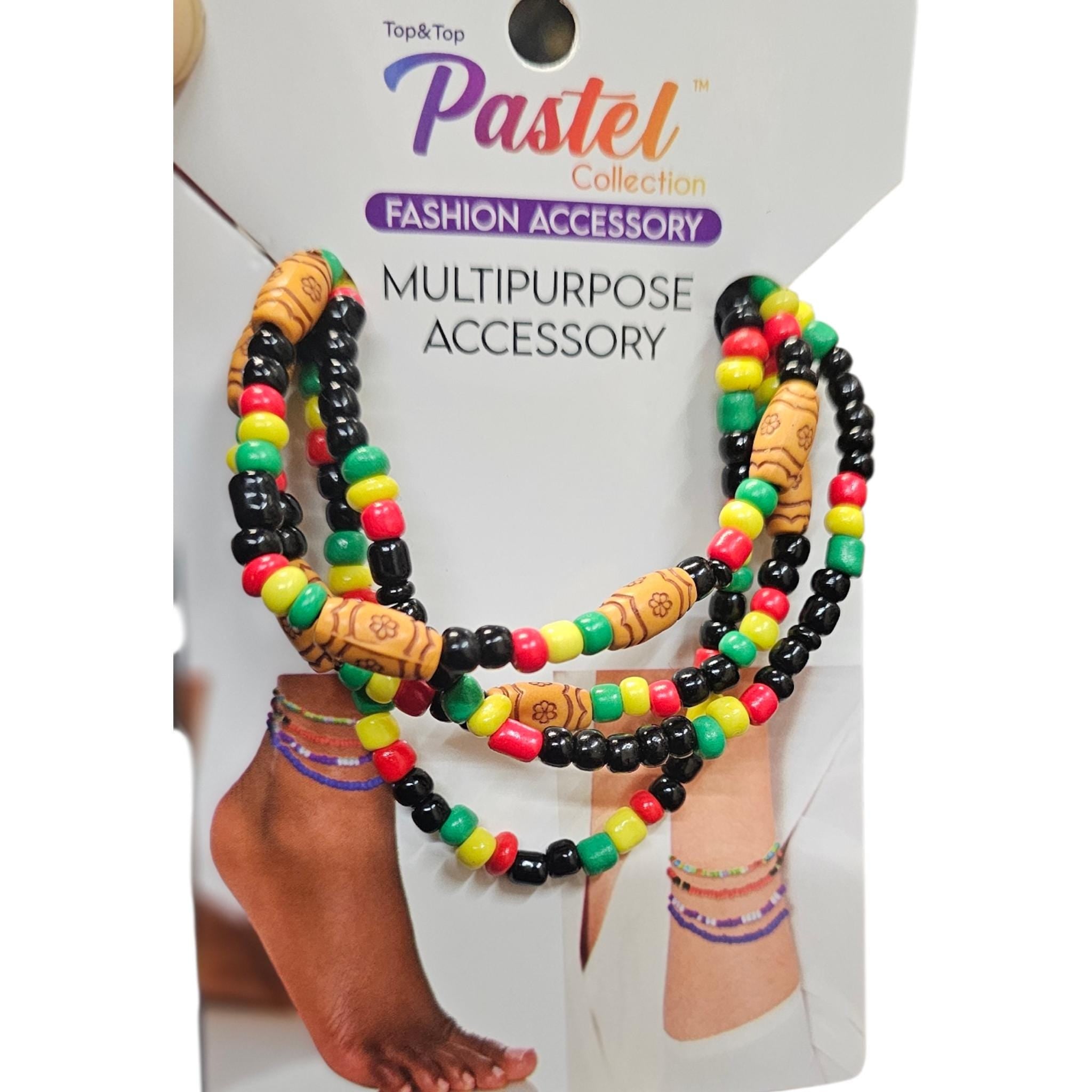 Vibrant multicolor Africa beaded bracelet and anklet 4 pieces - Vicais