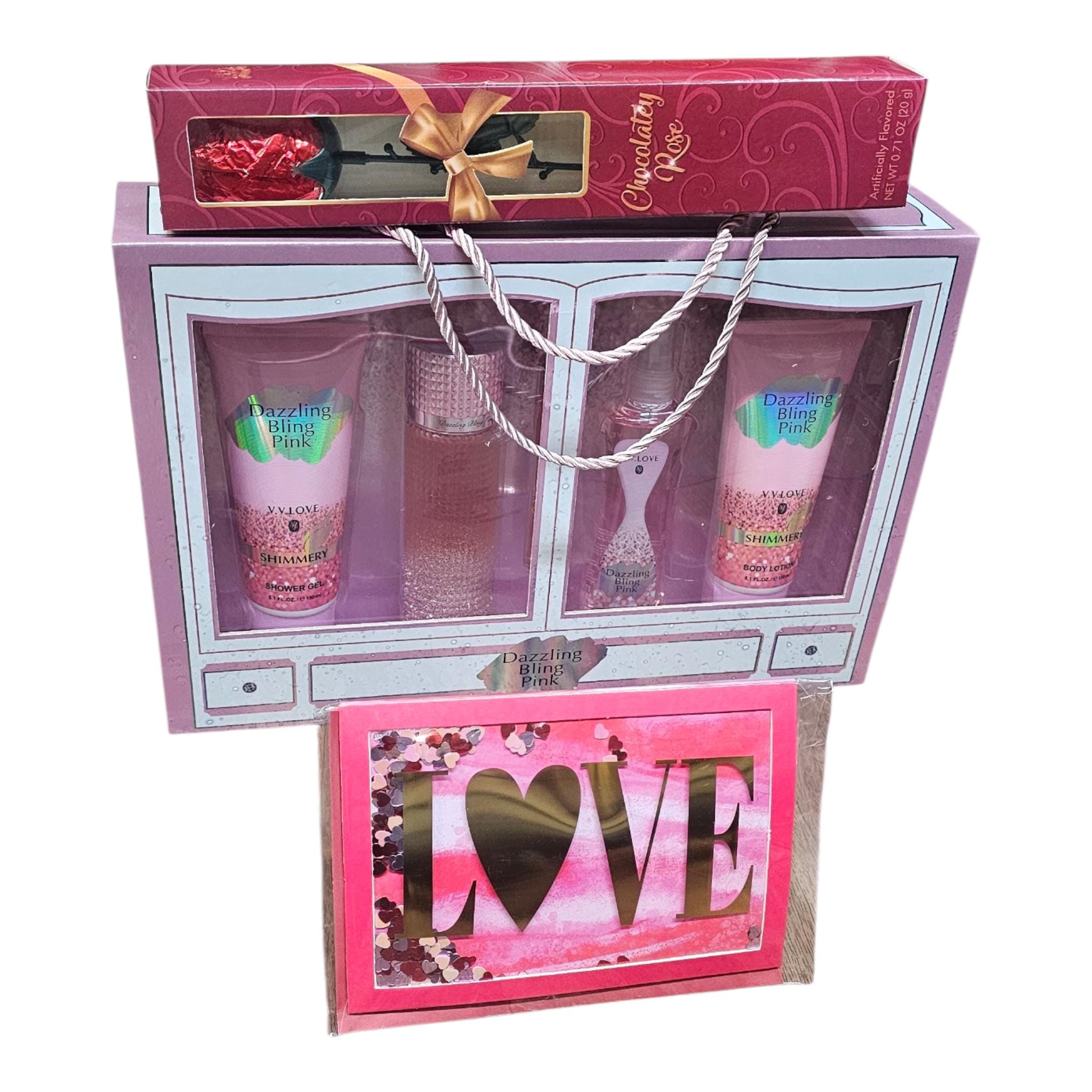 Valentine's Day Spa Gift Basket, Rose Chocolate, Body Care Set for Women - Vicais