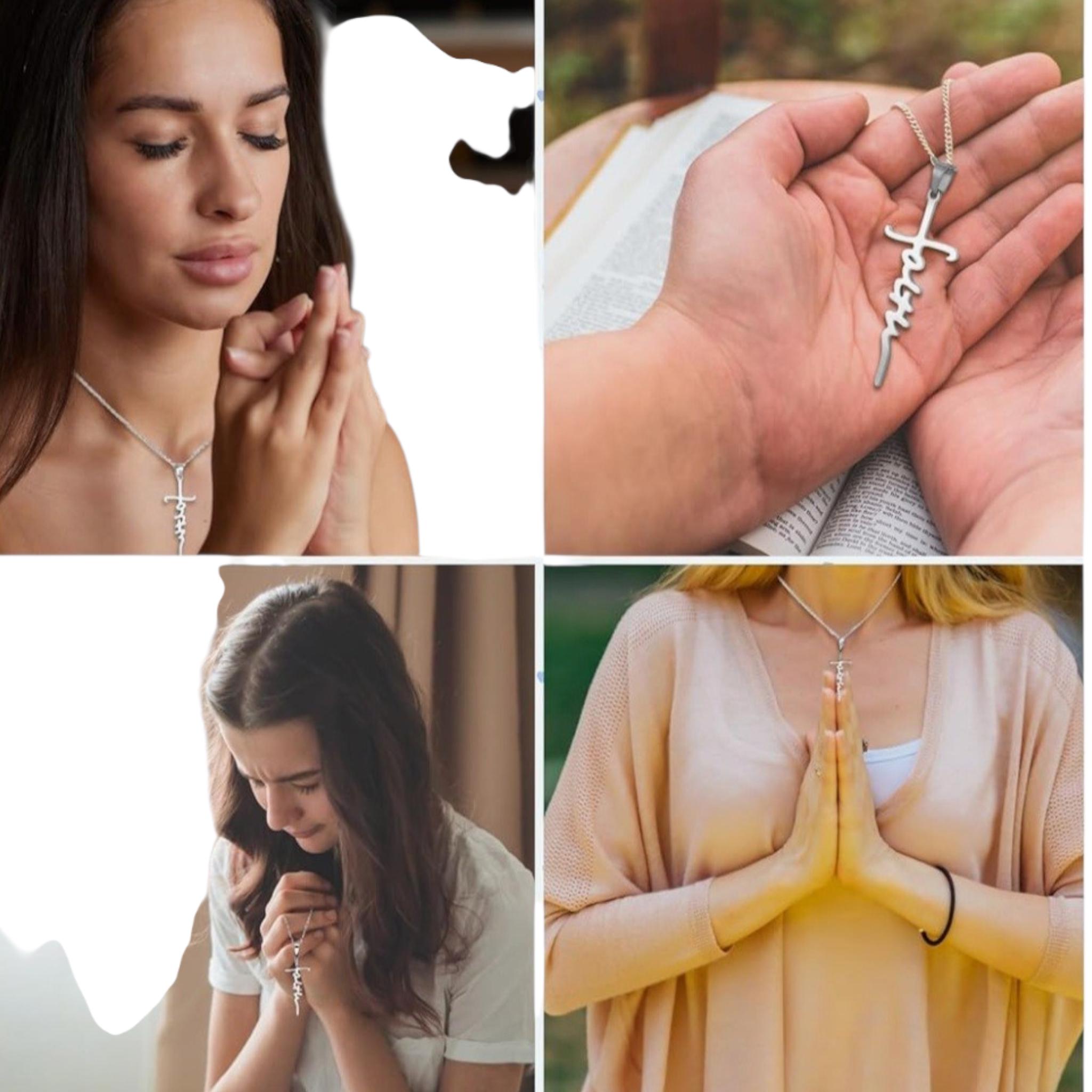 Christian Cross Necklace Christmas Necklace for Women Religious Jewelry Gifts with Bible Verses Cards - Vicais