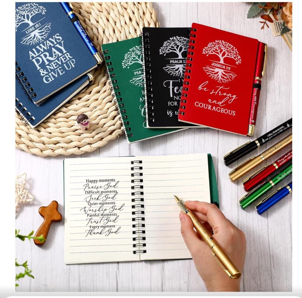 Christian Pocket Notepad and Pen Set, Bible Verse Gift - Vicais