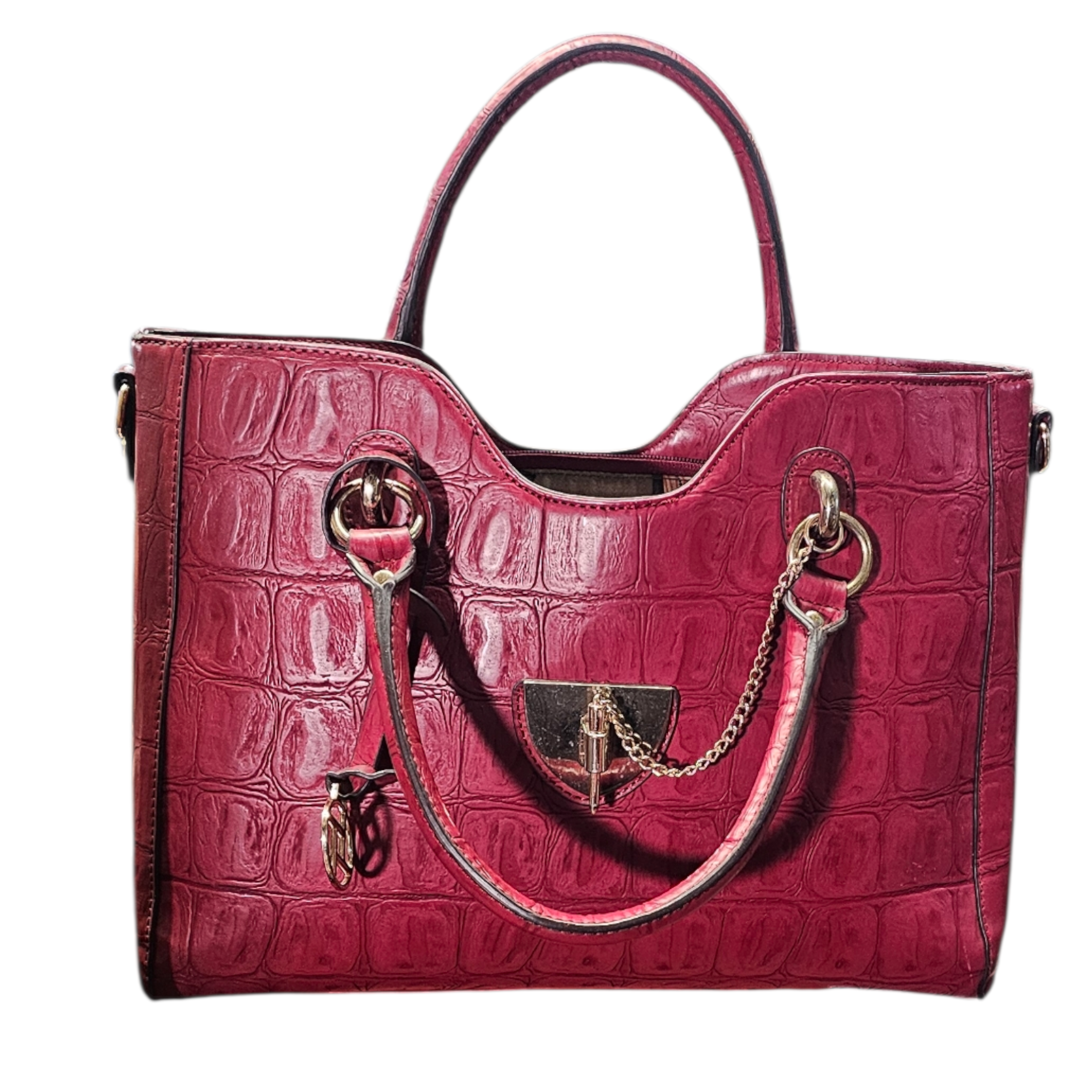 Elegant tote handbags, featuring a sophisticated crocodile-embossed design. Perfect for daily use with its spacious interior and sturdy handles. - Vicais
